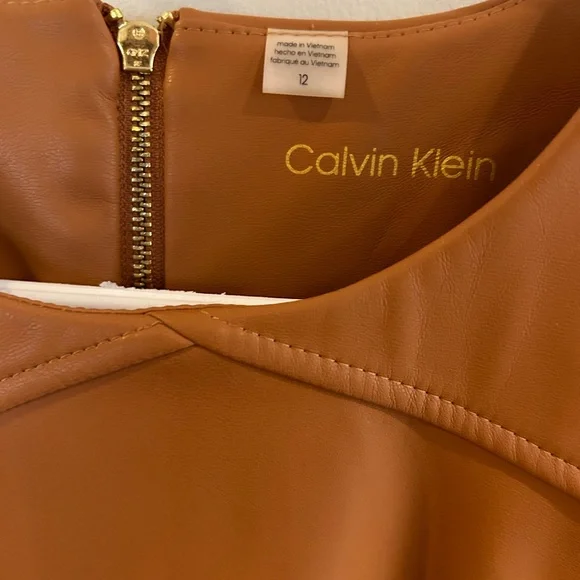 Calvin Klein faux leather tan dress - Picture 3 of 3
